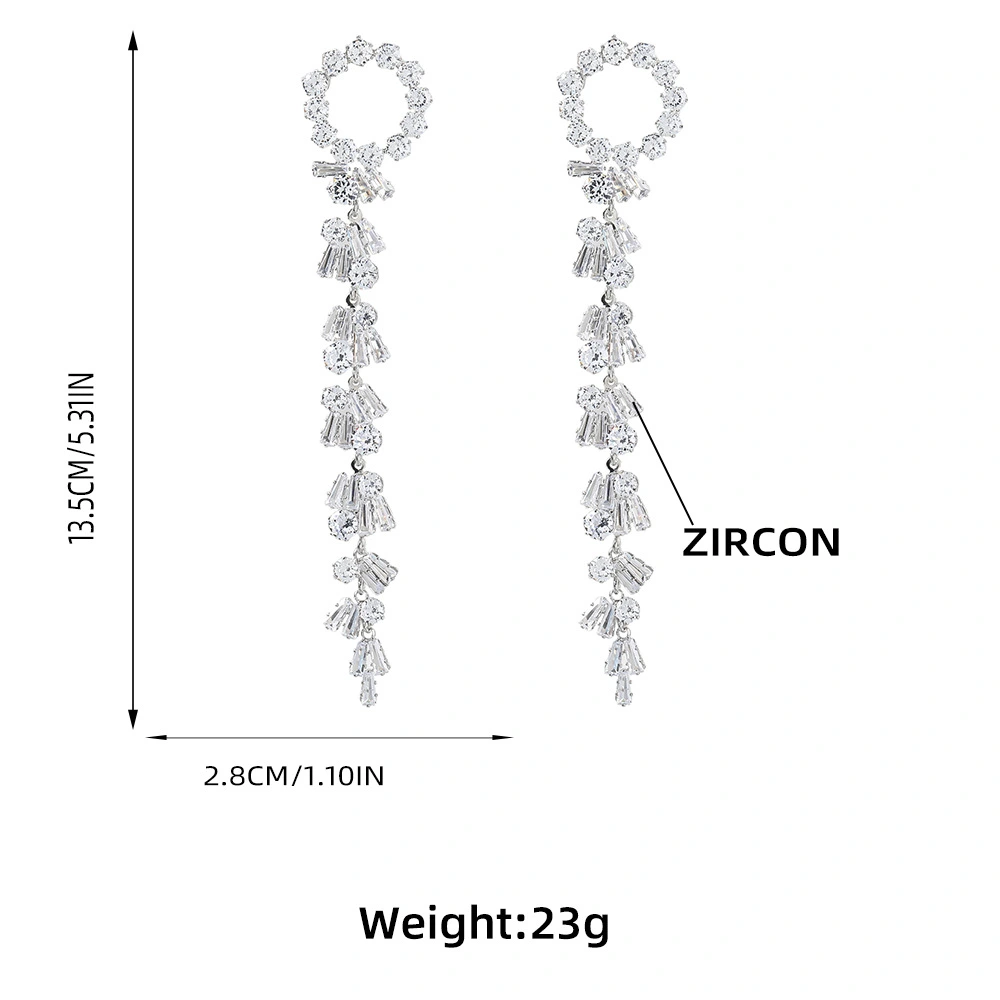 Super Flashing Claw Chain Series Alloy Inlaid Zircon Long Earrings
