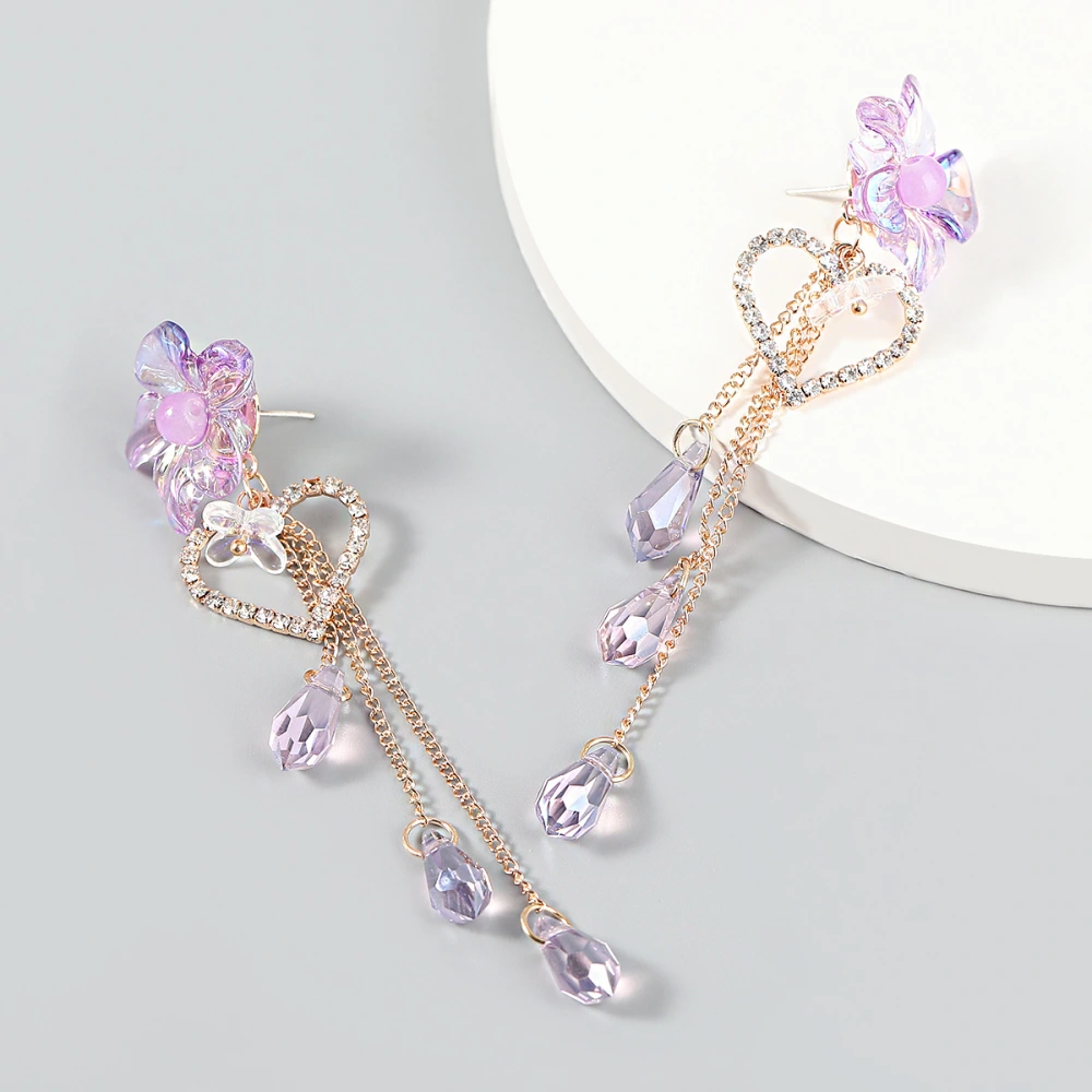 Alloy Diamond And Acrylic Resin Flower Imitation Pearl Earrings