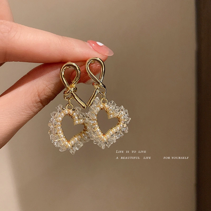 Crystal Pearl Love Country Retro Fashion Earrings