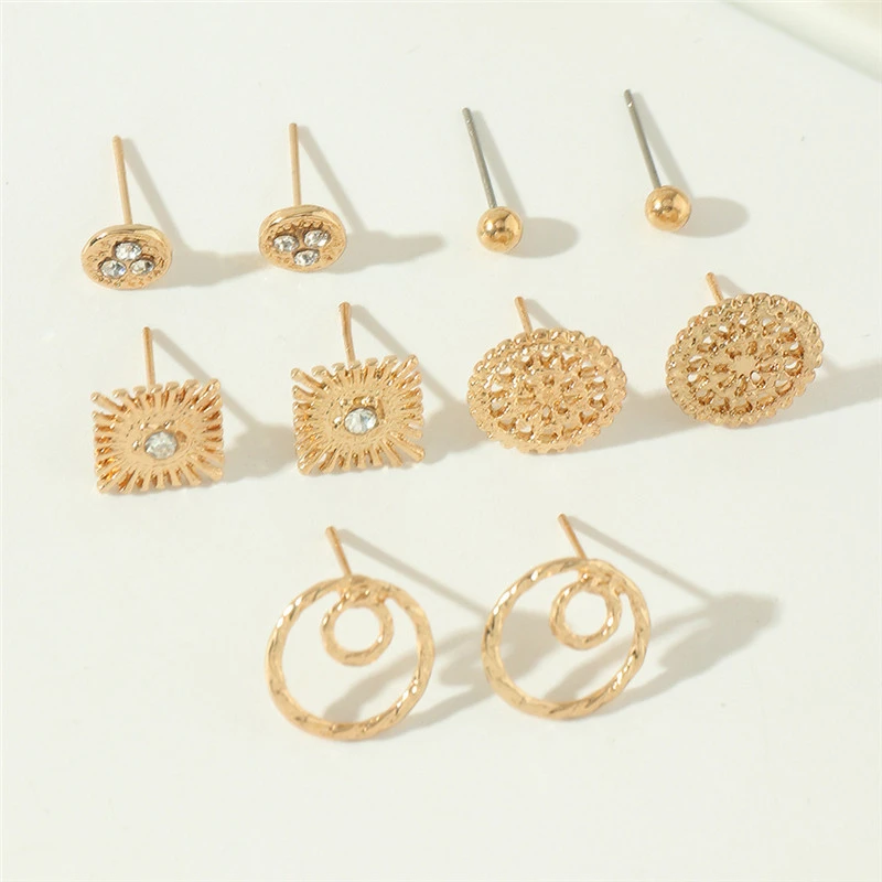 Fashion Personality Geometric Earrings 5 Pairs Set