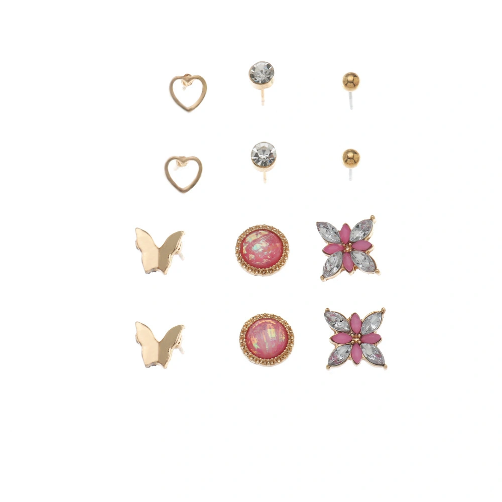 Personality Geometric Love Earrings 6 Pairs Set