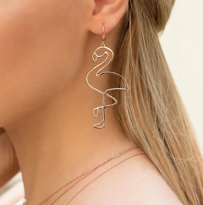 Exaggerated Jewelry, Personality Trend, Irregular Geometric Earrings, Fashionable Wild Flamingo Earrings