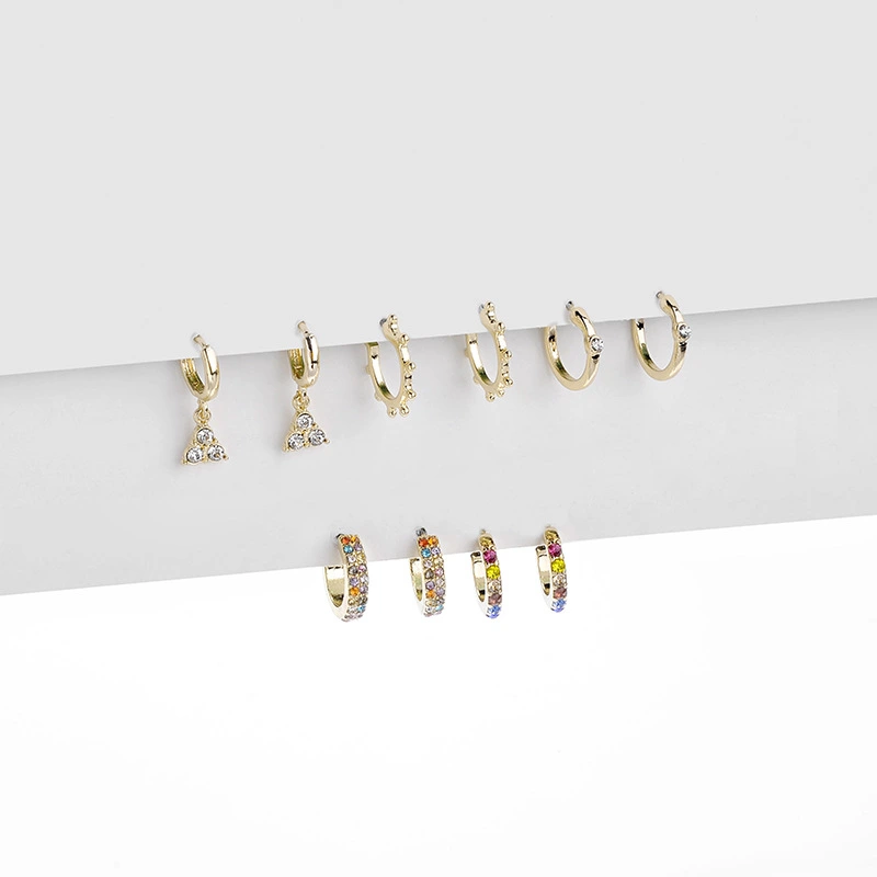 Color Gemstone Diamond Alloy Earring Sets