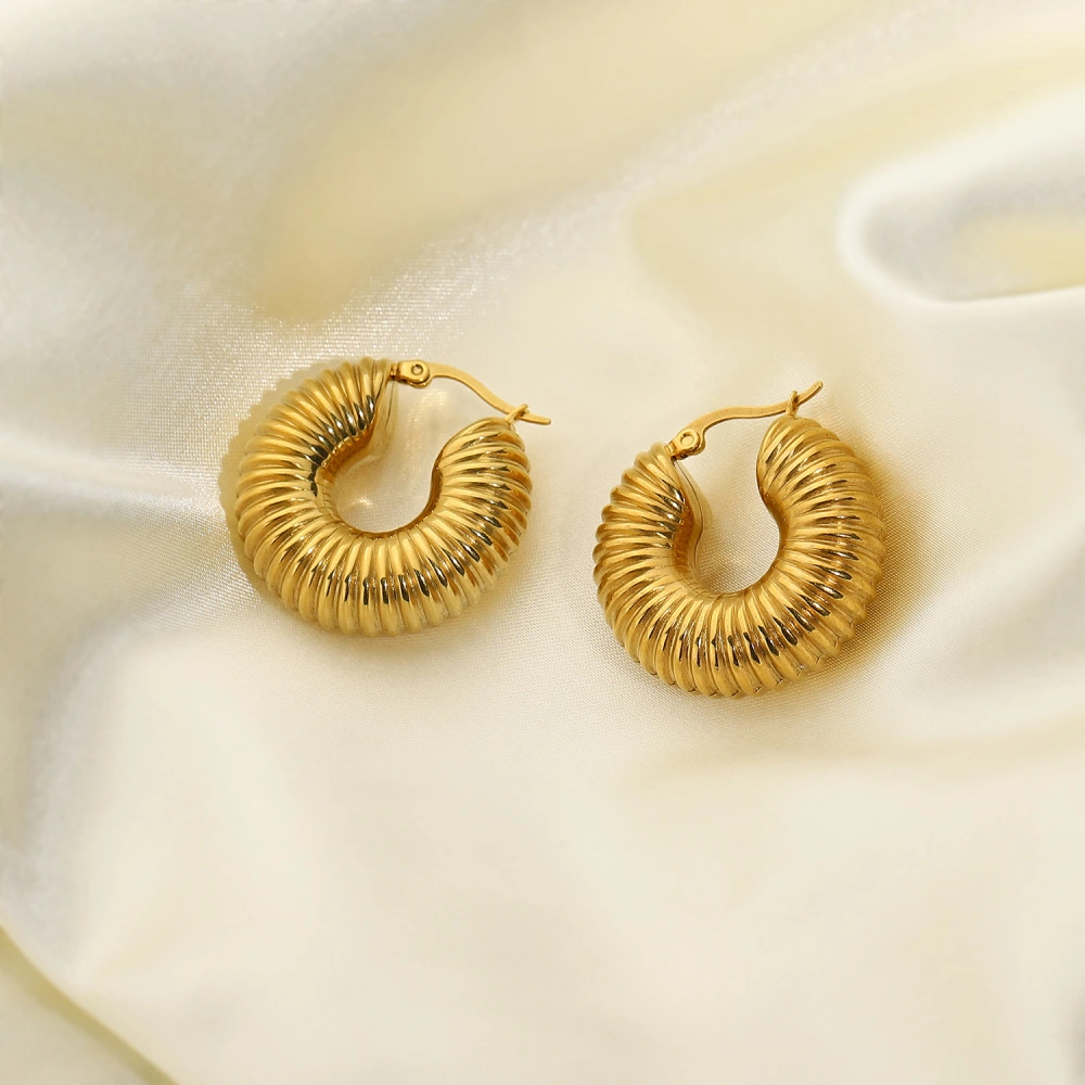 Electric Water Pipe Shape Gold-plated Earrings