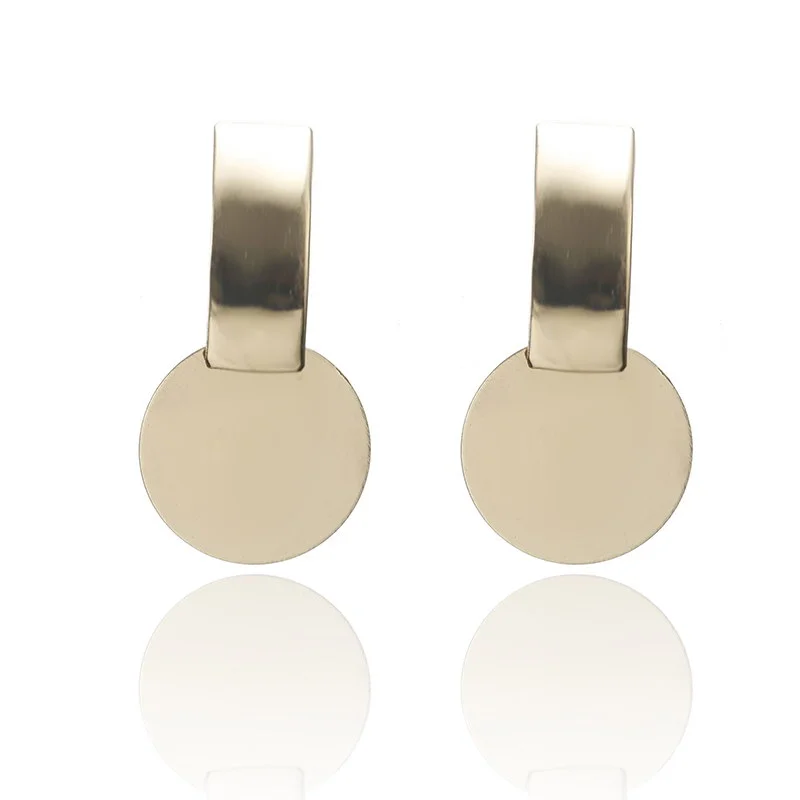 Long Round Piece Metal Earrings Hot-Selling Short Alloy Female Earrings