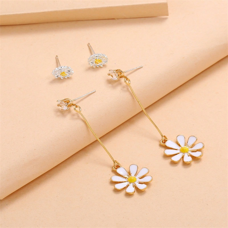 Two-Piece Set Of Frosty Little Daisy Earrings