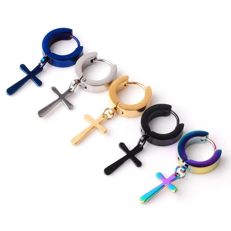 Fashion Cross Pendant Drop Earrings For Men