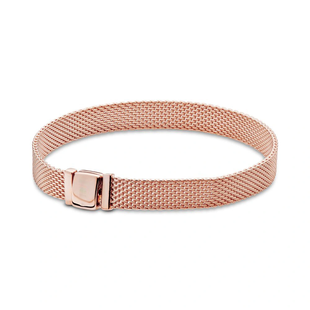 Silver Plated Rose Gold Reflective Bracelet Mesh Watch Chain DIY Basic Bracelet