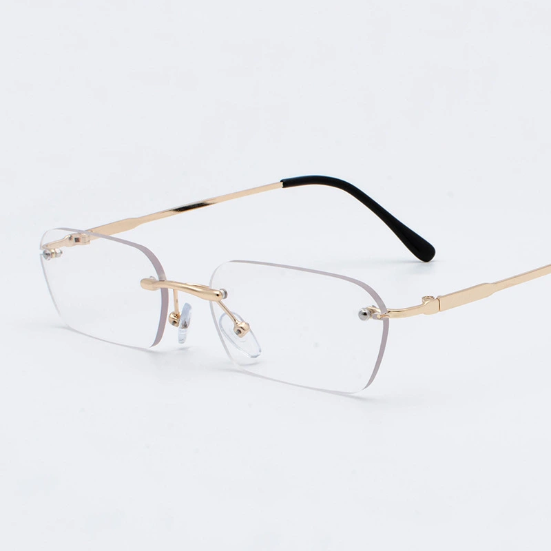 Hong Kong Style Men's Personality Yellow Square Rimless Glasses
