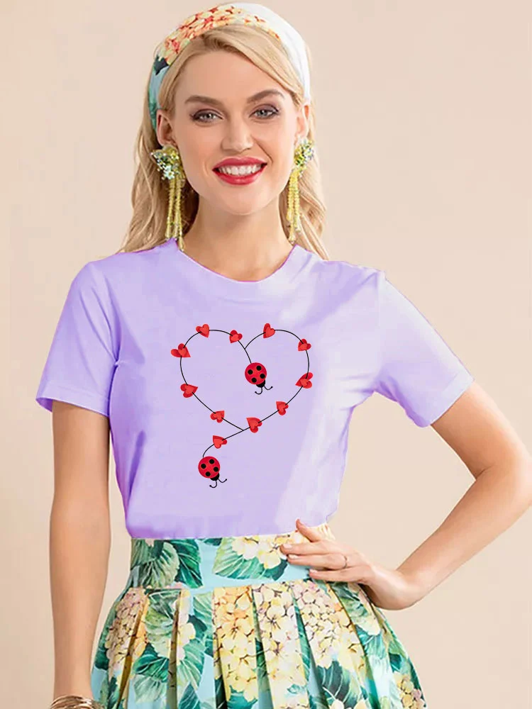 Foreign trade women round neck blouse printing t-shirt