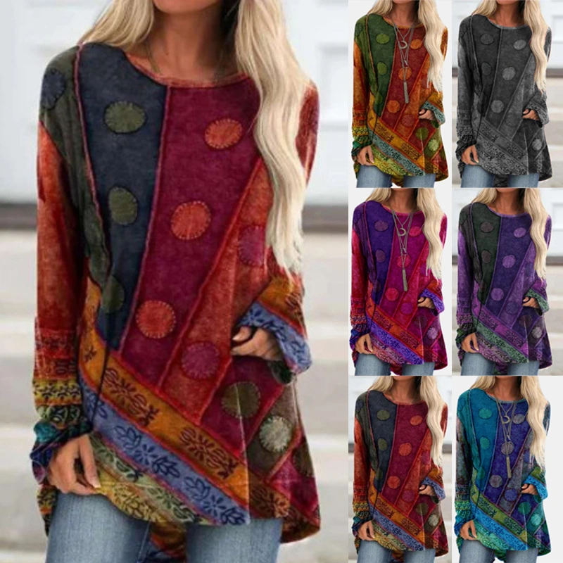 European And American Ethnic Style Printed Loose Sweater