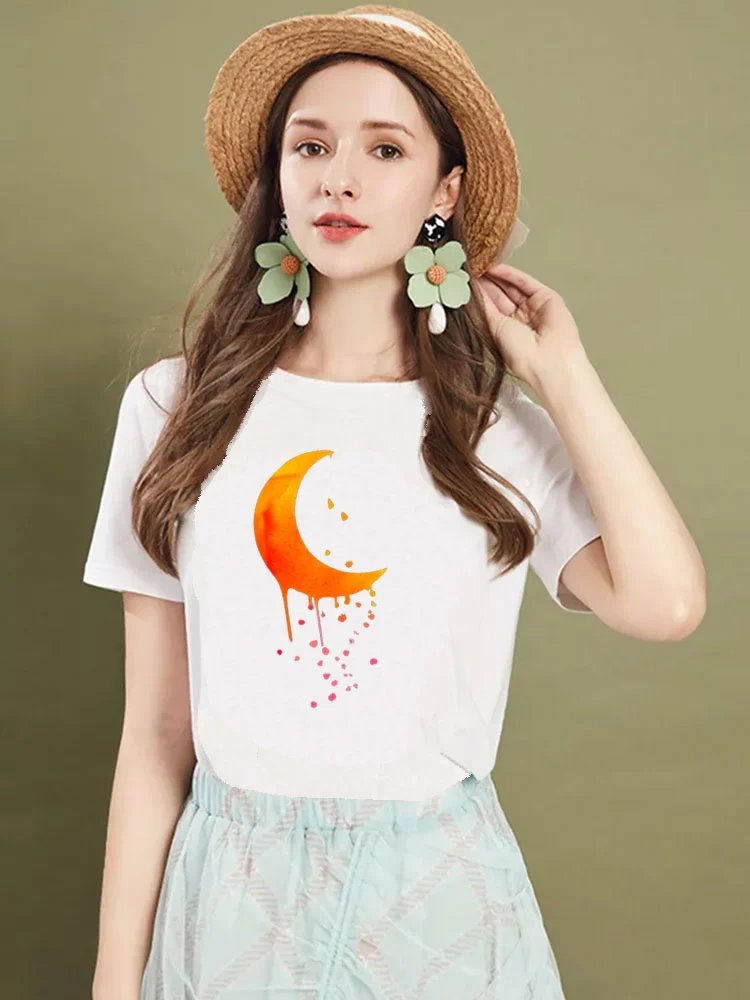 Foreign Trade Women Round Neck Blouse Printing T-Shirt