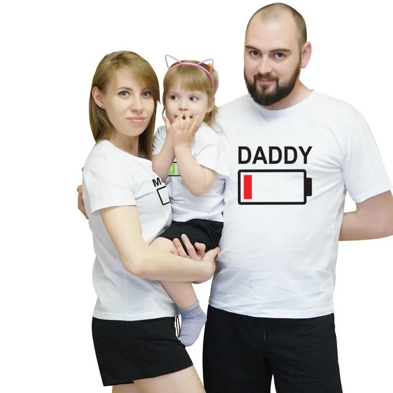 Parent-Child Short-Sleeved T-Shirt Ins Battery