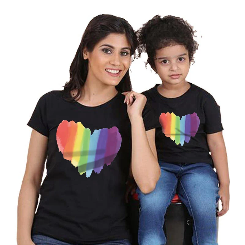 Family Wear Mother And Daughter Parent-Child Wear Round Neck Fashion Simple Short Sleeves