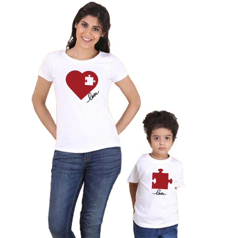 Parent-Child Wear Mother And Daughter Wear Love Love Short-Sleeved T-Shirt