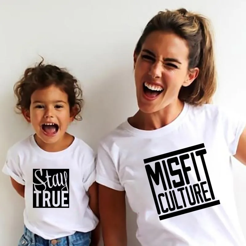 Parent-Child Women Clothing Creative Personality Simple Letter Printing