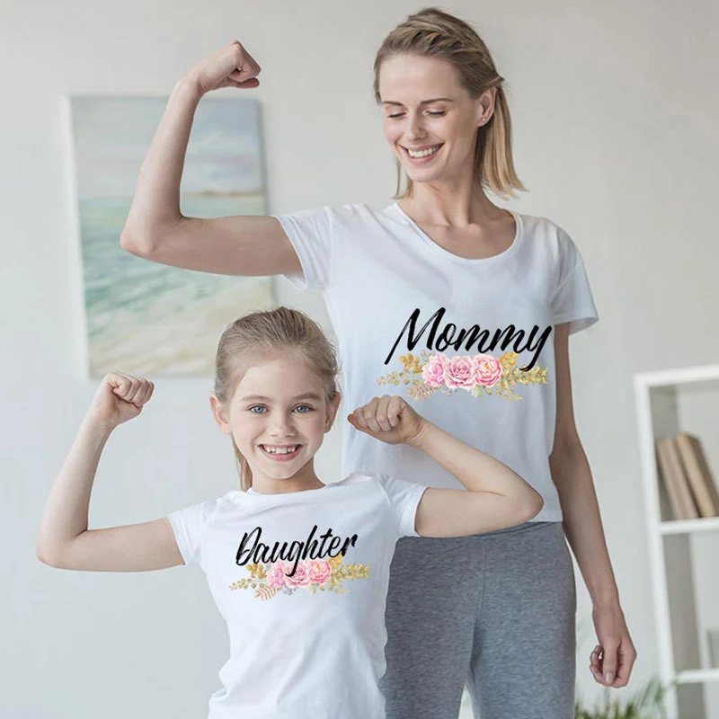 Parent-Child Wear, Mother And Women Sweet Style Flower Letter Style