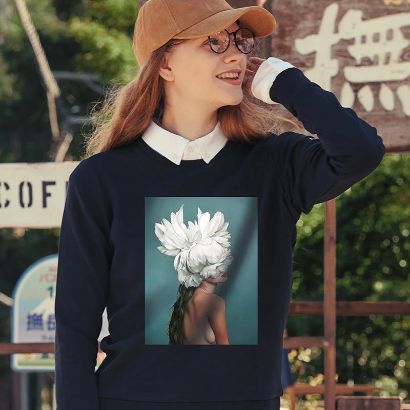 Sweater Fashion Out Of The Street Trend Of Long-Sleeved Women Clothing Without Down Feathers European And American Printing