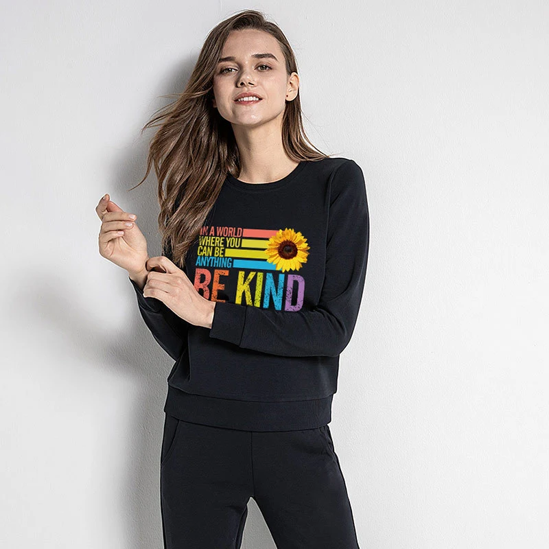 Black Women Casual Sports Top In Spring And Autumn Without Velvet Capless Long-Sleeved Sweater
