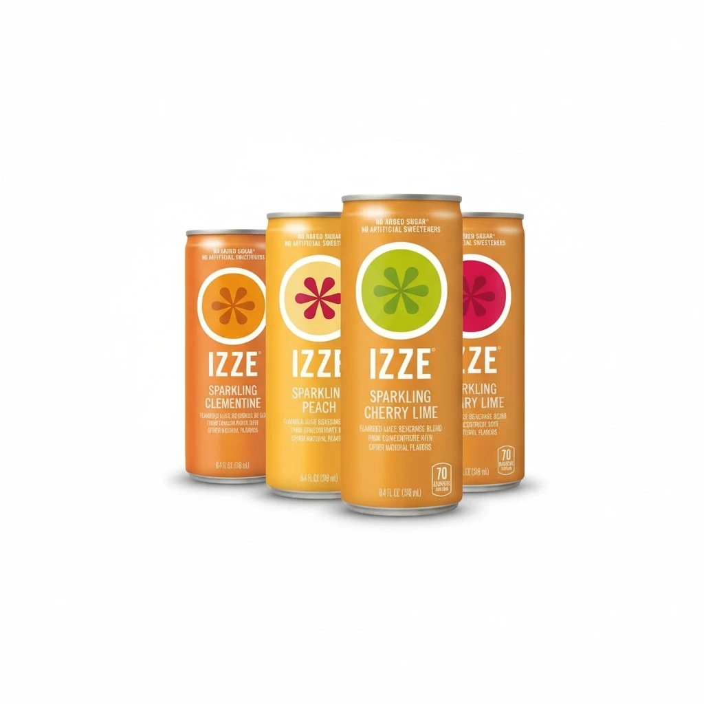 IZZE Sparkling Juice Beverage Blend, Sunset Variety Pack, Clementine, Peach, Cherry Lime, Pomegranate, No Sugar Added, 8.4 FL OZ, 24 Cans