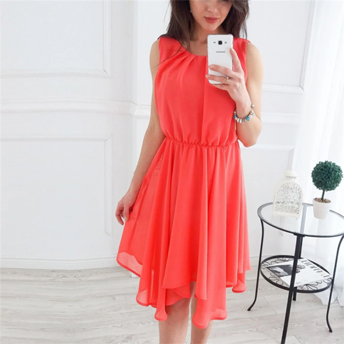 Summer New Irregular Solid Color Women's Dress
