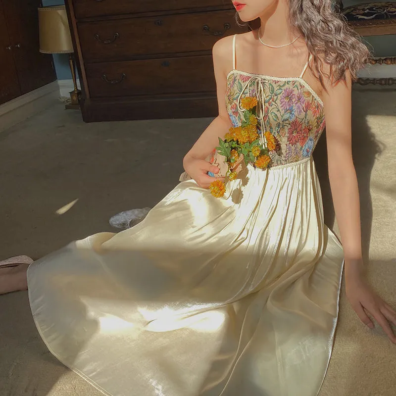 Chiffon Dress With Fine Flashing Seaside Holiday Suspender Skirt