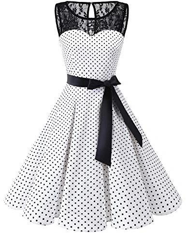 Retro Hepburn Style Swing Dot Lace Dress