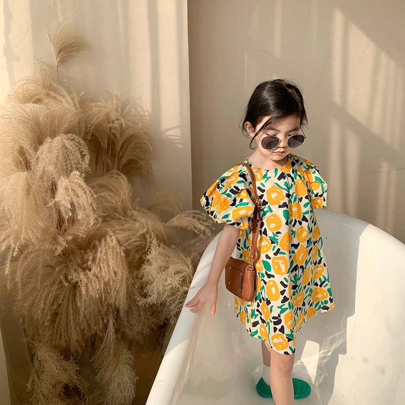 Baby Girl Popular Floral Print Summer Dress Princess Children Dress