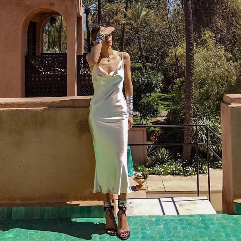 Mermaid  Backless Satin  Cami Dress