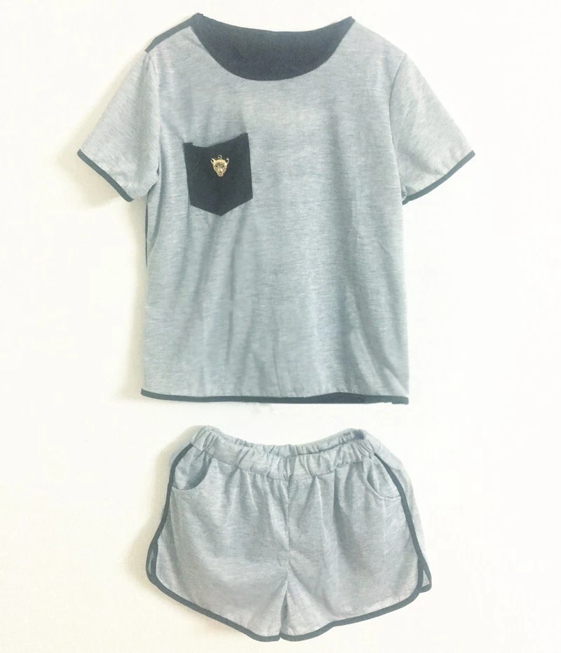 Fashion Casual Back Hollow Short Sleeve Shorts Suit
