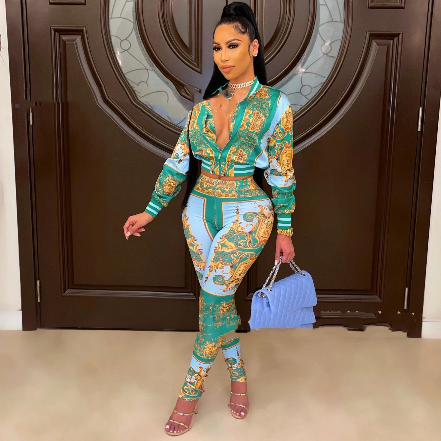 Women's Digital Printing Two-piece Suit