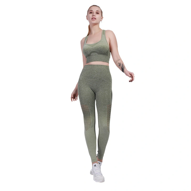 Seamless Yoga Suit Female Gradient Color Outdoor Running Sports Breathable Sweat-absorbent