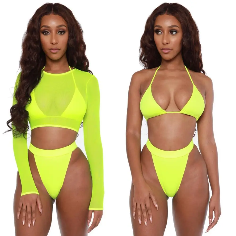 Fluorescent Bikini European And American Three-Piece Swimsuit Women Foreign Trade Swimwear