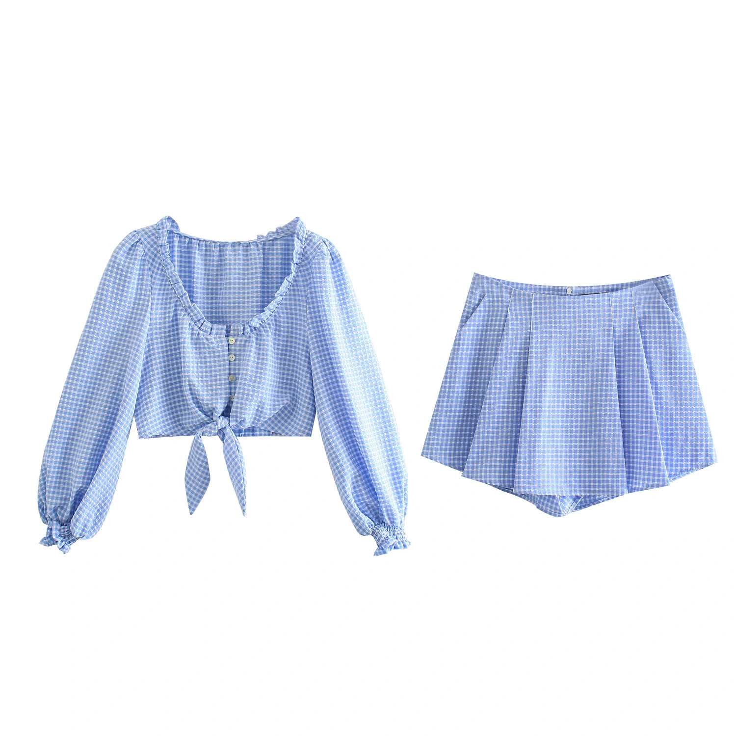 Knotted Top And Pleated Cotton Hakama Suit