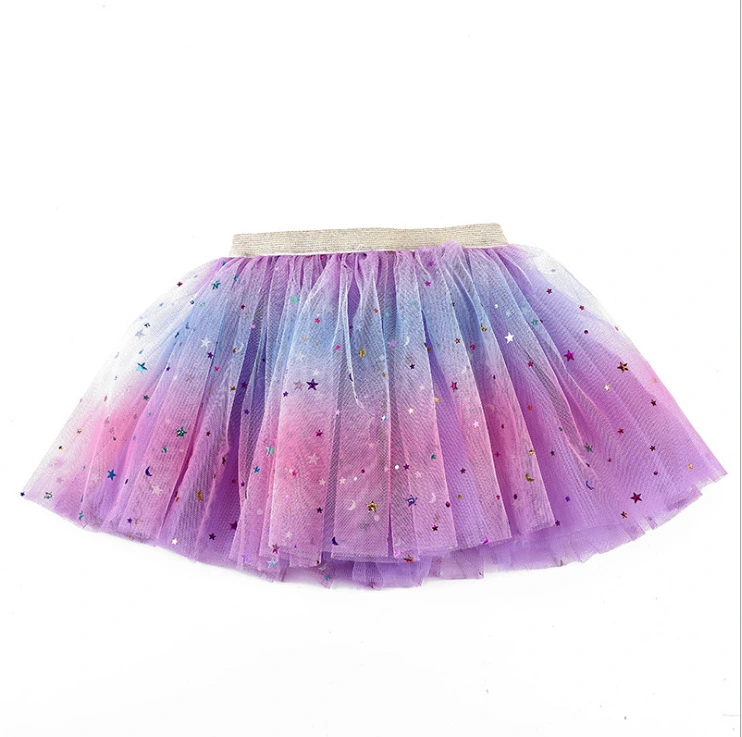 Children's Tulle Five-pointed Star Rainbow Skirt