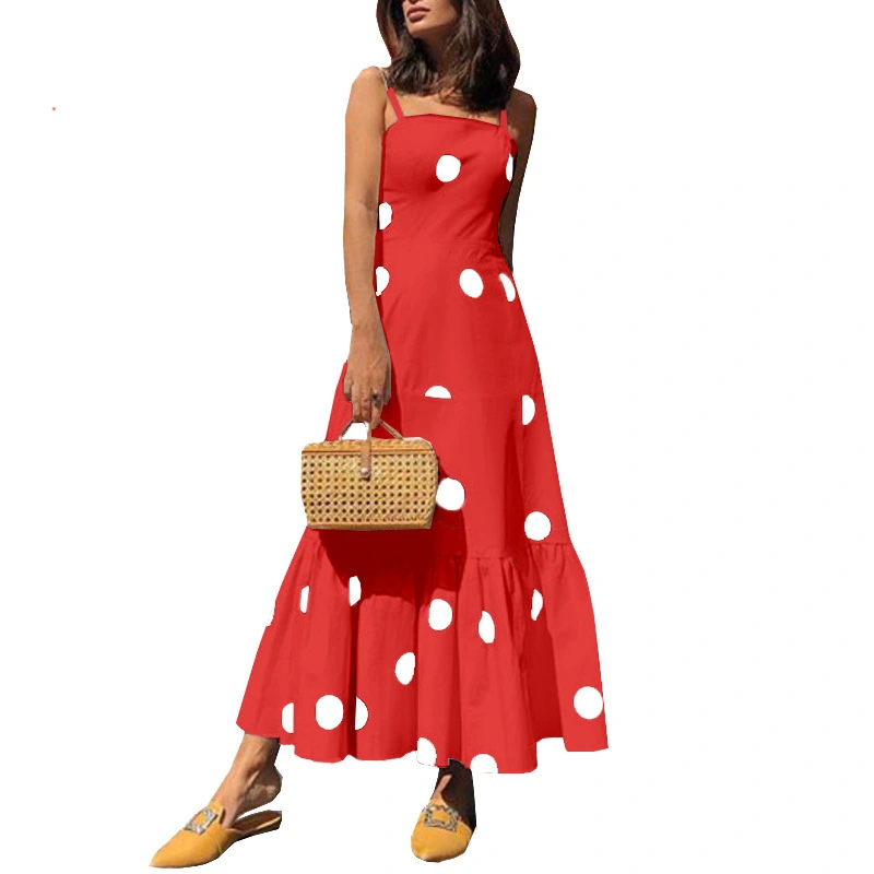Polka Dot Long Skirt Cross-border Foreign Trade Suspender Fashion Dress