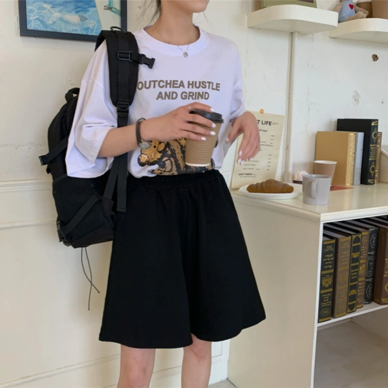 Korean Version Of Loose And Thin Summer Black Solid Color Wide-leg Sports Casual Pants