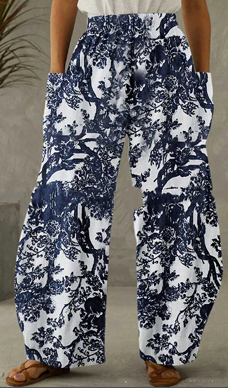 Cotton And Linen Casual Ladies Wide-leg Pants