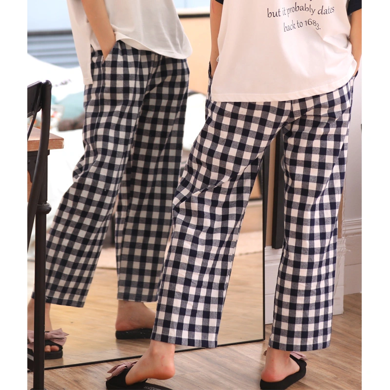 Checked Pajamas, Cotton, Loose-fitting, For Home