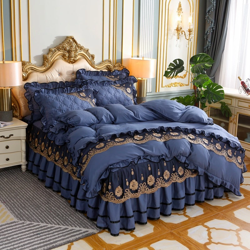 European Style Bedspread Quilted Thick Princess Bed Skirt Four-piece Suit