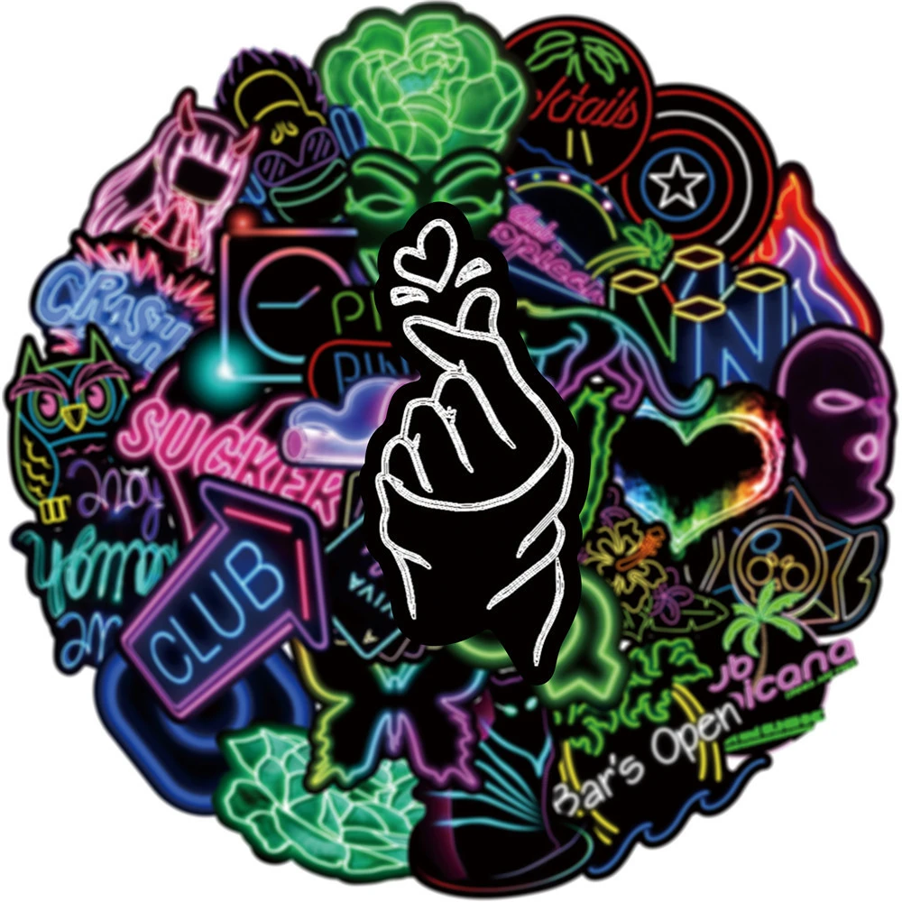 New Neon Graffiti Sticker Car Water Cup Laptop Sticker