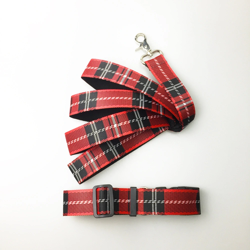 Pet Dog Collar Check Pattern Leash