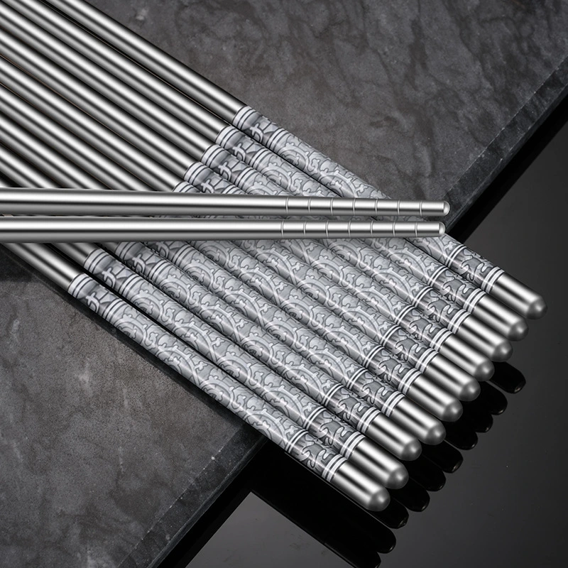 Non-slip Heat Insulation Spiral Square Chopsticks Household Tableware