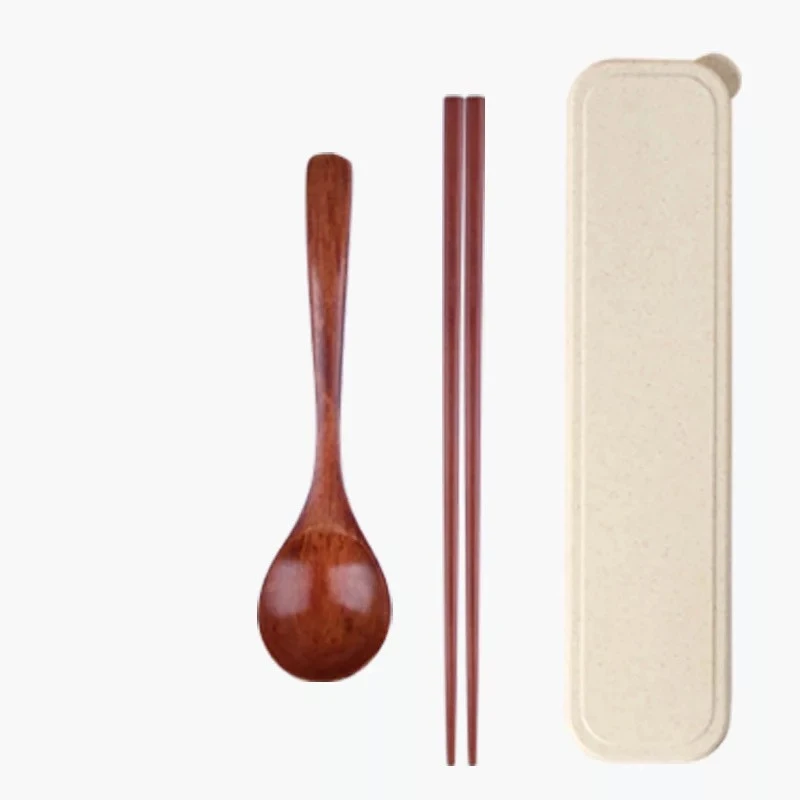 Cute Portable Tableware With Wooden Spoon