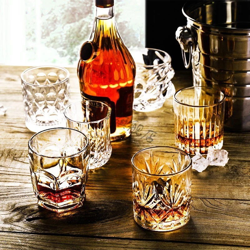 Whiskey Glass Wine Glass Foreign Wine Glass Crystal Glass Octagonal Glass Thickened Bar Glass Set Beer Glass