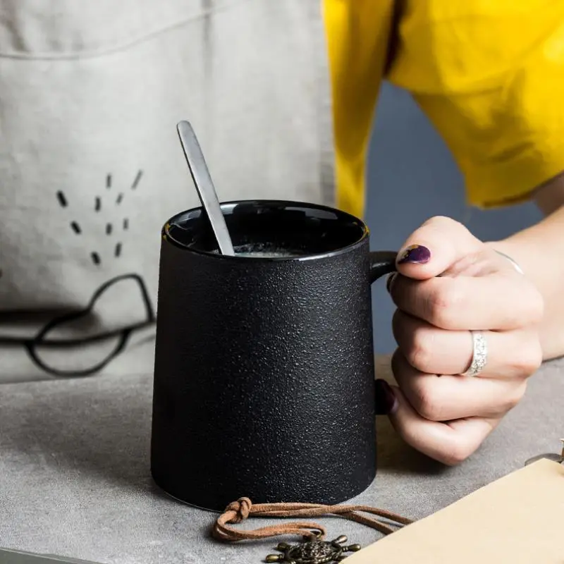 Frosted Personality Ceramic Mug Stoneware Black Retro Coffee Cup Milk Tea Water Cup Japanese Simple Cup