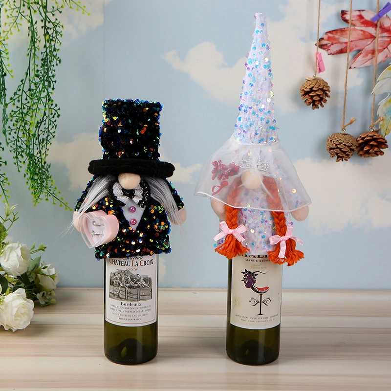 New Bride And Groom Romantic Wedding Wine Bottle Cover Rudolph Doll Wine Bottle Wedding Party Decorations