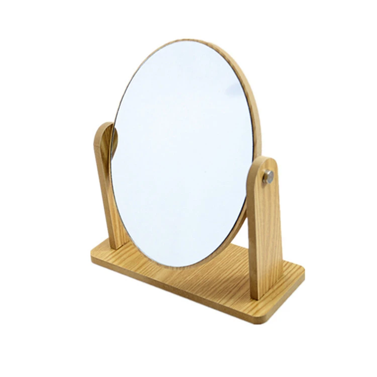 Wooden Makeup Mirror Desktop Desktop Rotating Beauty Mirror