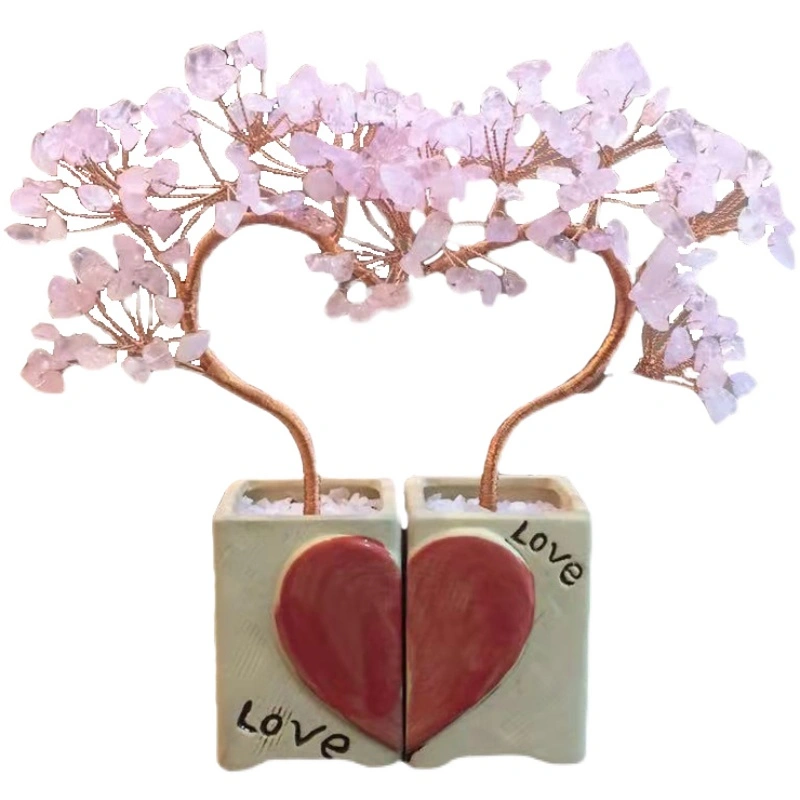 Shuangpin Love Crystal Tree Lovers Love Gift Ornaments Natural Semi-precious Stones Crafts