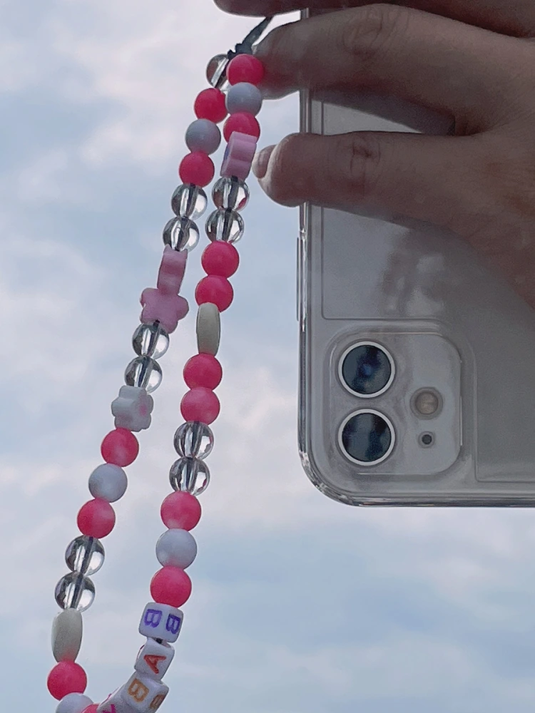 Ins Mushroom Imitation Pearl Tassel Mobile Phone Chain